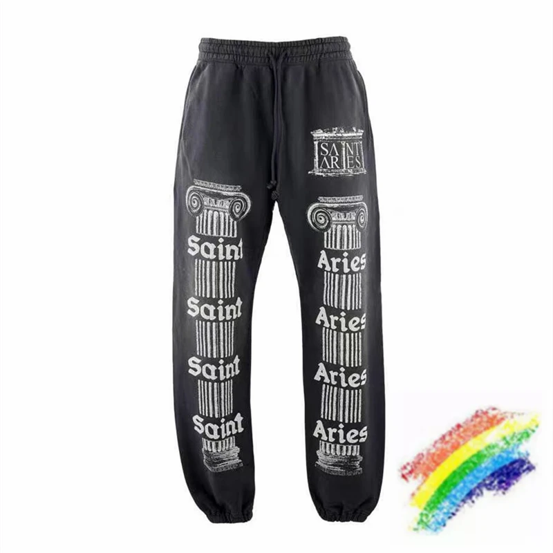 

Vintage Saint Michael Aries Washed Sweatpants Men Women 1:1 Best Quality Jogger Drawstring Pants