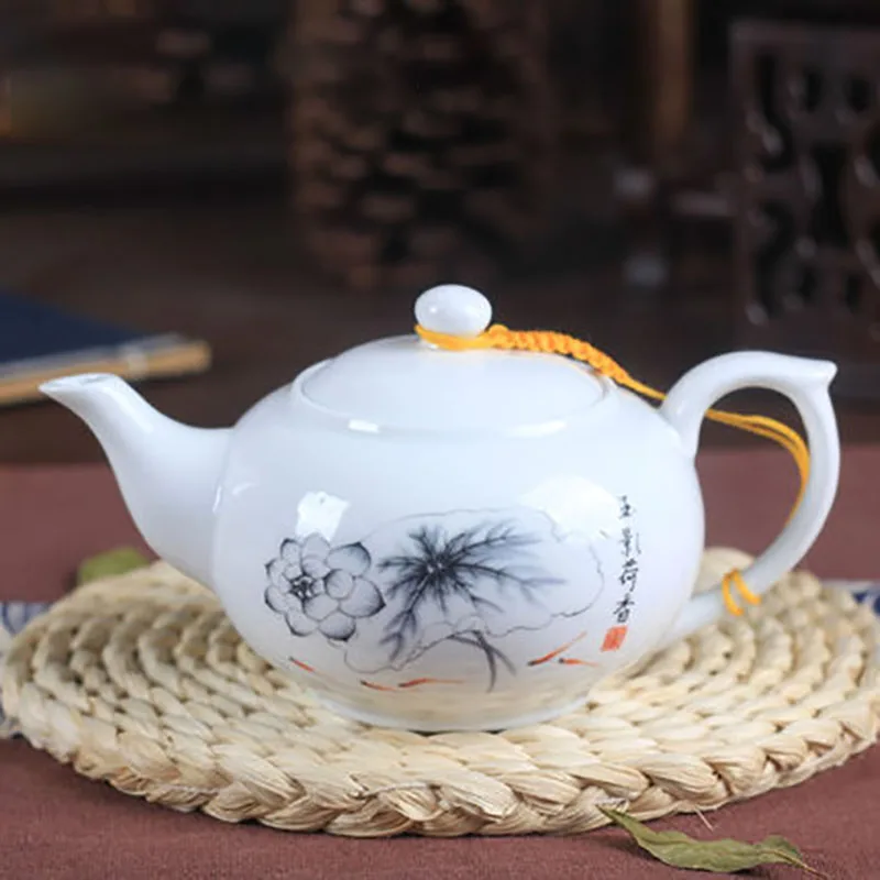 Chinese Ceramic Teapot, Porcelain Tea Pot, Infuser Kettle, Container for Household, Office, Tea Ceremony, Teaware Gifts