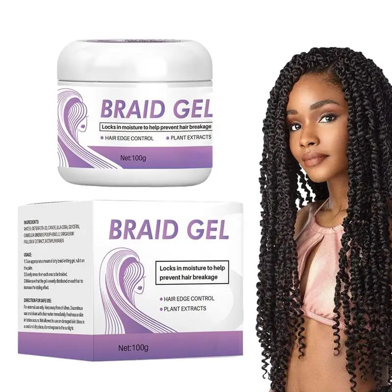 Hair Braiding Gel,Traction Alopecia Styling Braiding Gel,Edges Control Hair Shaping Cream,Hair Control Styling Braiding Cream