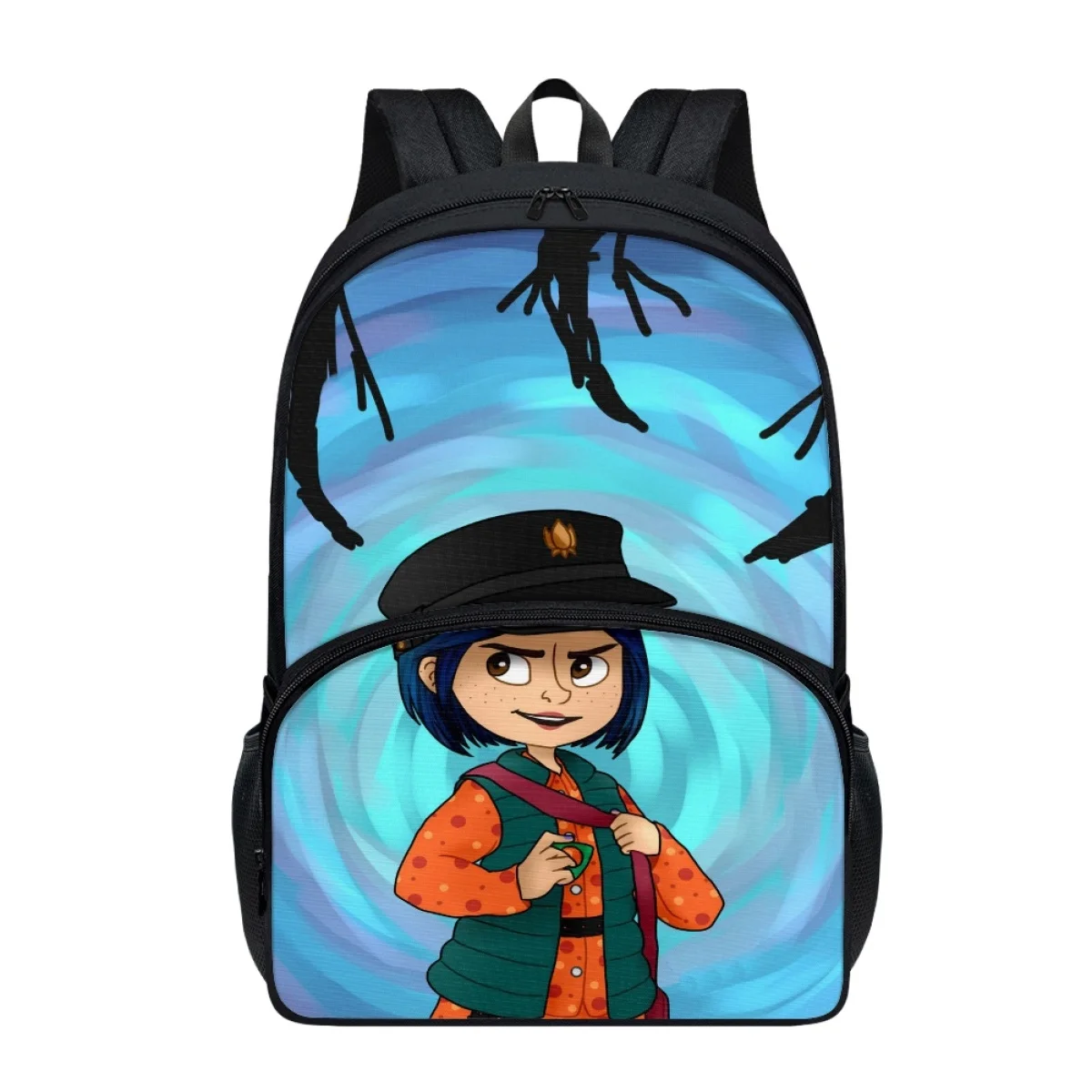 FORUDESIGNS Middle School Backpacks Utility Multi-Pocket Bookbags Coraline Fluffy Stationery Storage Back Pack Travel 17 Inch