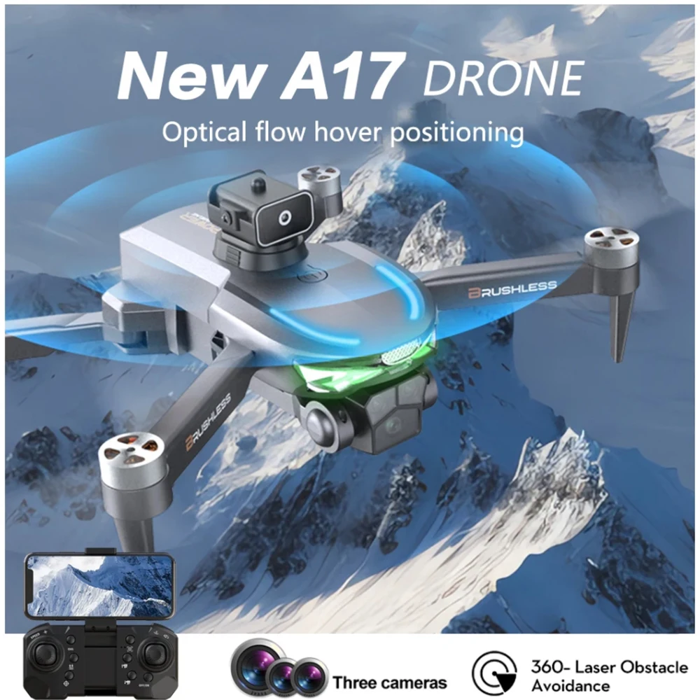 

Квадрокоптер A17 с Wi-Fi, FPV, лазерным обзором препятствий на 360 ° и двойной камерой 4K HD