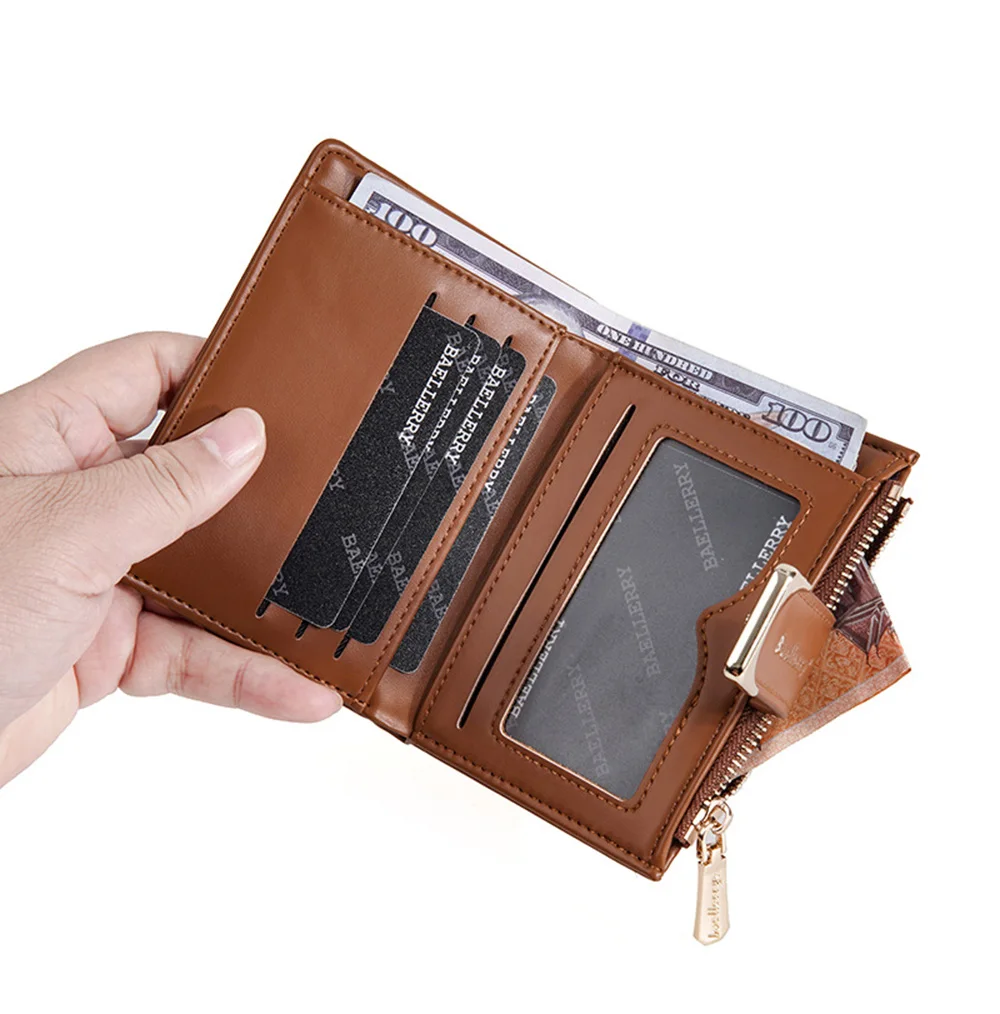 Fashion Solid Color Women Short Wallet Travel Organizer Fold Card Holder Coin Bag Ins Pu Luxury Small Purse For Gift 5