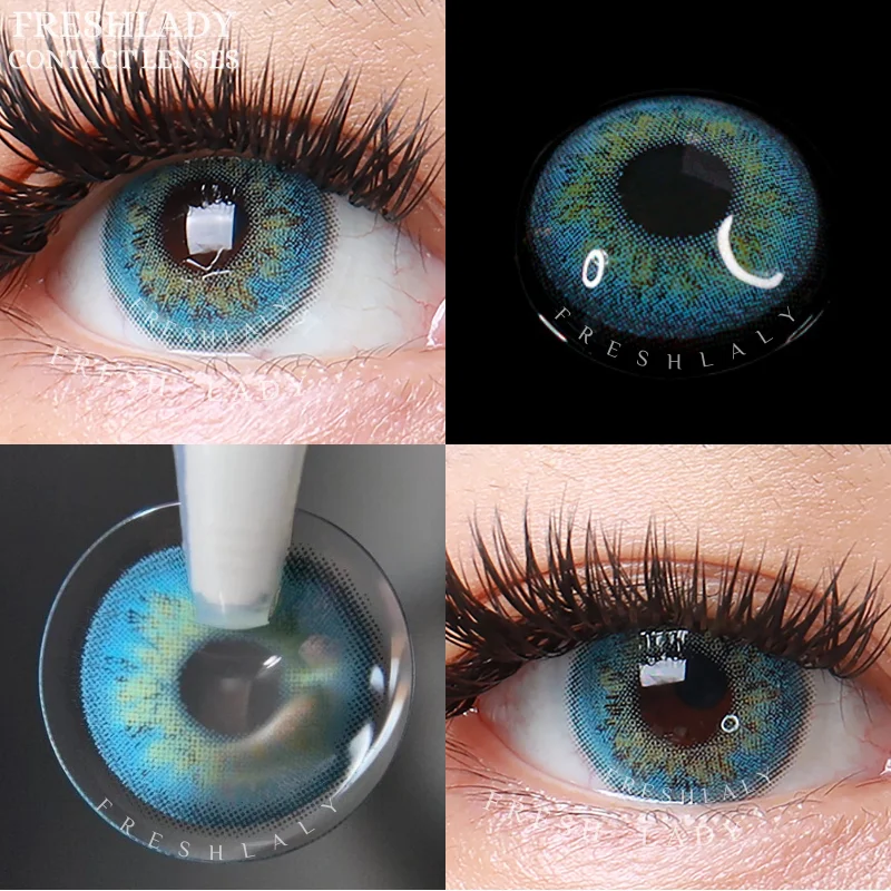 

UYAAI 1Pair Russian Girl Lens Myopia Color Contact Lenses Beautiful Pupils Natural Blue Colored Contact Lens With Diopters