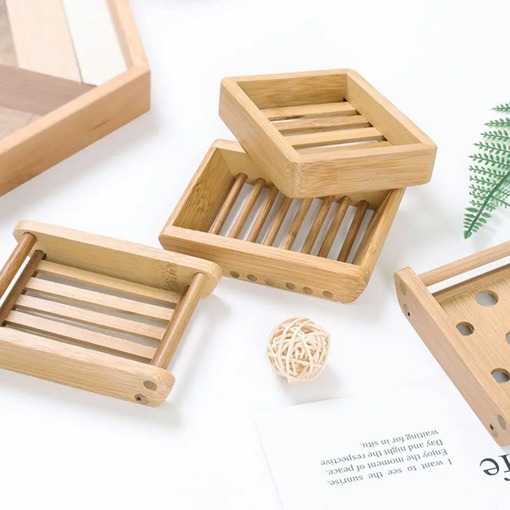 Self Draining Soap Dish Hanging Box Shower Kitchen Bathroom Soap Tray Bamboo Storage Rack Soap Saver Home Improvement Hardware 5