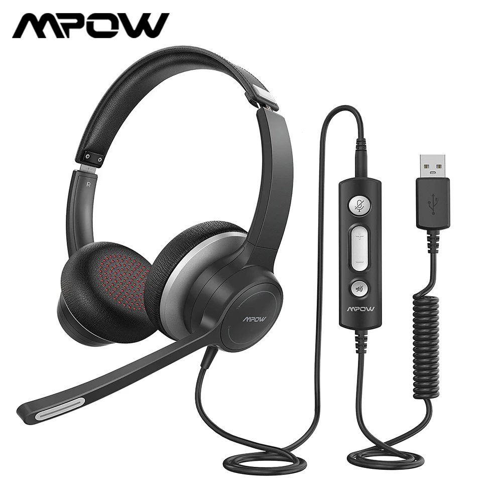 Cuffie Da Ufficio Mpow Hc6 Con Microfono Bh328 Cuffie Per Computer Usb Da 3.5Mm Cuffie Con Riduzione Del Rumore Per Call Center Skype Pc Cellulare