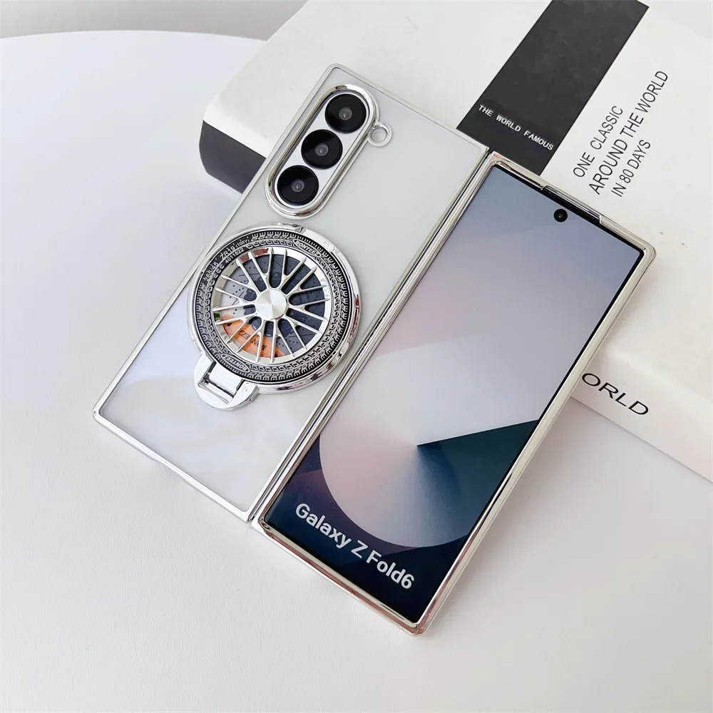 Ultra-Thin Magnetic Spinning Top Bracket Case – Transparent Plated Hard Holder Cover