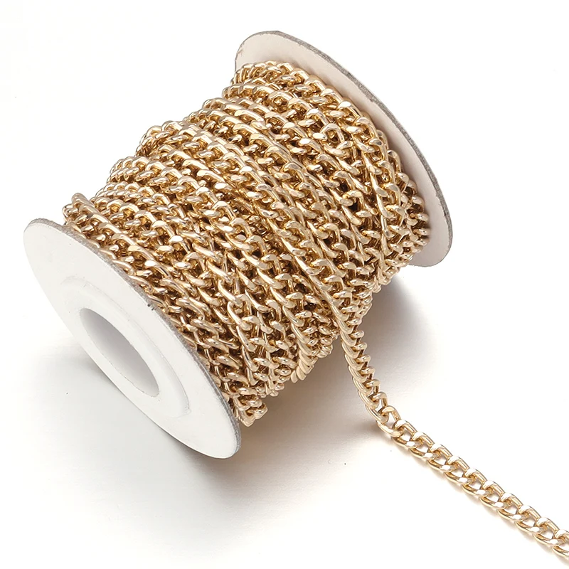 16.4 Voet/Roll Gouden Aluminium Curb Kettingen Ongelast Twisted Kettingen 8x5mm Voor Diy Ketting Armband Sieraden Maken