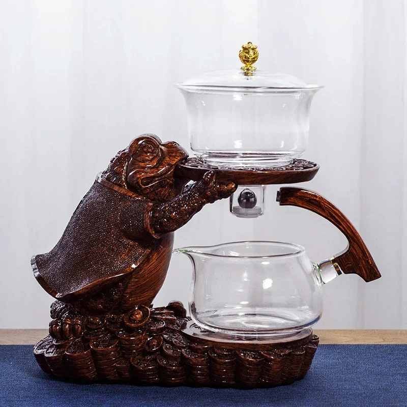 Heat-resistant Glass Teapot Holder Set Teapot Tea Maker Creative Tea Toad Shape Base And Cup Automatic