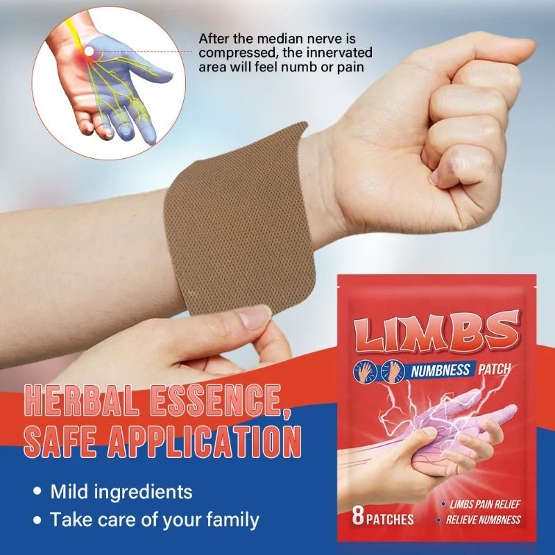 8pcs Herbal Limbs Numbness Patch Hand Foot Arthritis Muscle Cramps Stickers For Knee Numb Relief Sprains Bone Ache Health Care