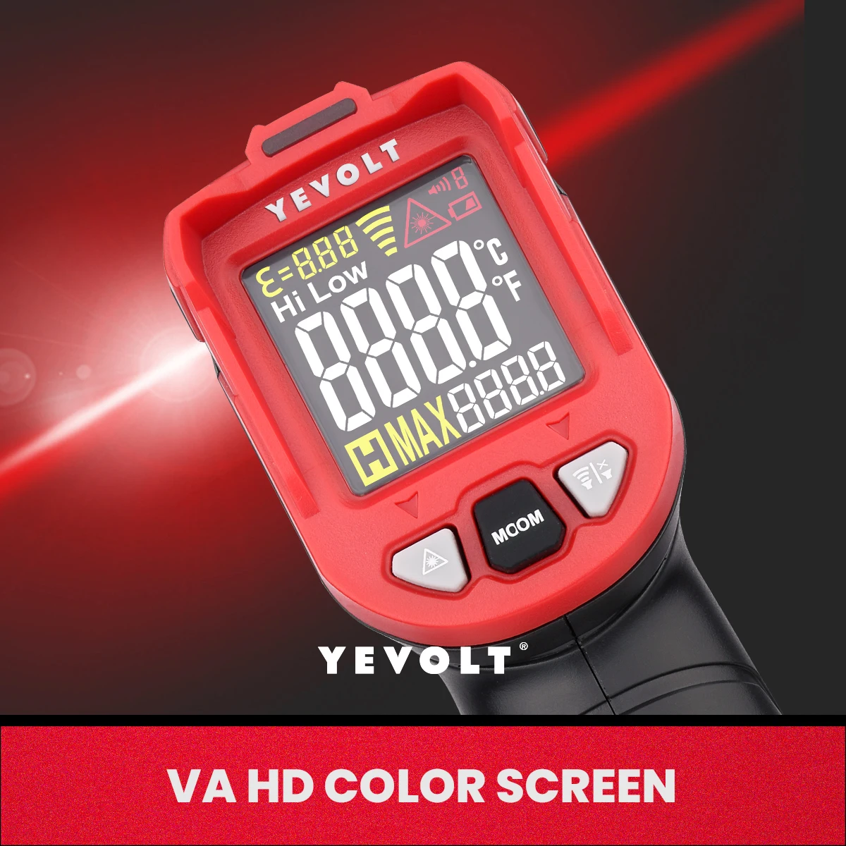YEVOLT TA601 Series Digital Infrared Thermometer Handheld Non Contact IR Laser  Heat Temperature Gun Point VA HD Color Screen 6