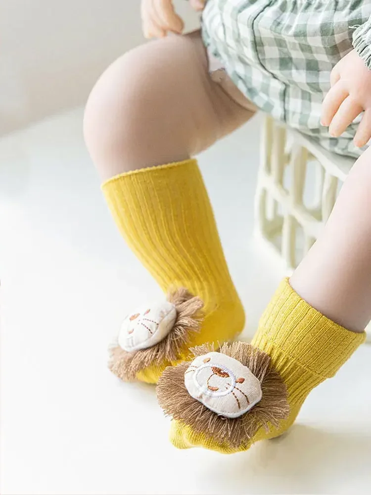 Summer Spring Thin Cute Cartoon Baby 3D Doll Socks Cotton with Rubber Anti-slip Floor Knee Stockings for Newborn Infant Toddler