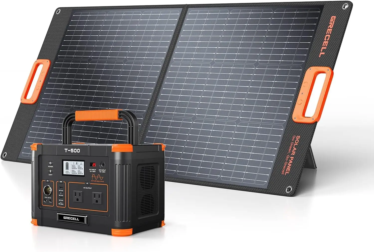 

519Wh Outdoor Solar Generator with 100W Portable Solar Panel 20V, Portable Power Station 500W(Peak 1000W) Backup Battery