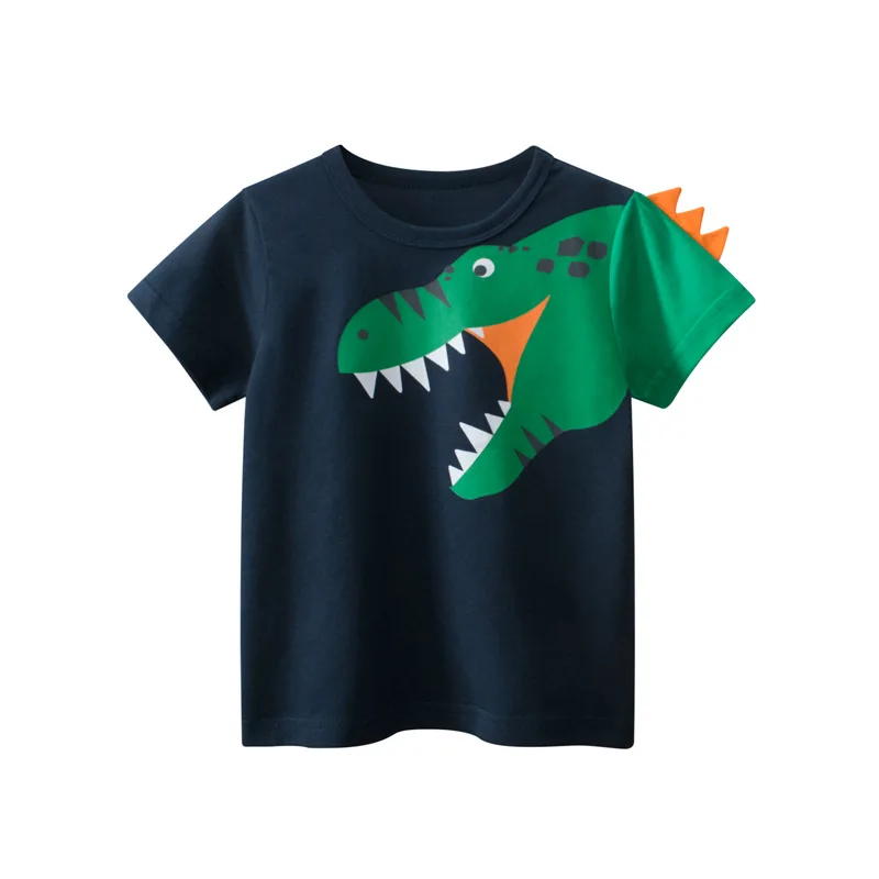 2024 Children 3D Cartoon Short T-Shirts Clothes for Boy 100% Cotton Short Sleeve Dinosaurs Cute Kids Casual Sport Top Tees 6