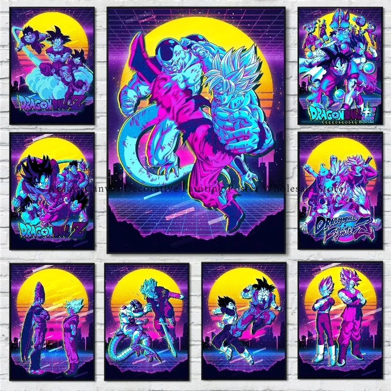 

Japan Bandai Classic Anime Dragon Ball Goku Frameless Poster Home Gift Art Vintage Living Decoration for Home Paintings Gift