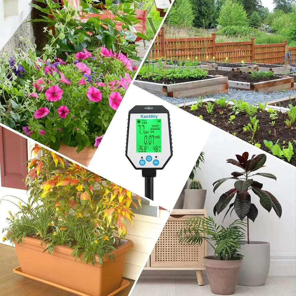 6-in-1 스마트 토양 pH 측정기 고정밀 0.01pH 정확도 LED 디스플레이 공장 직판 OEM