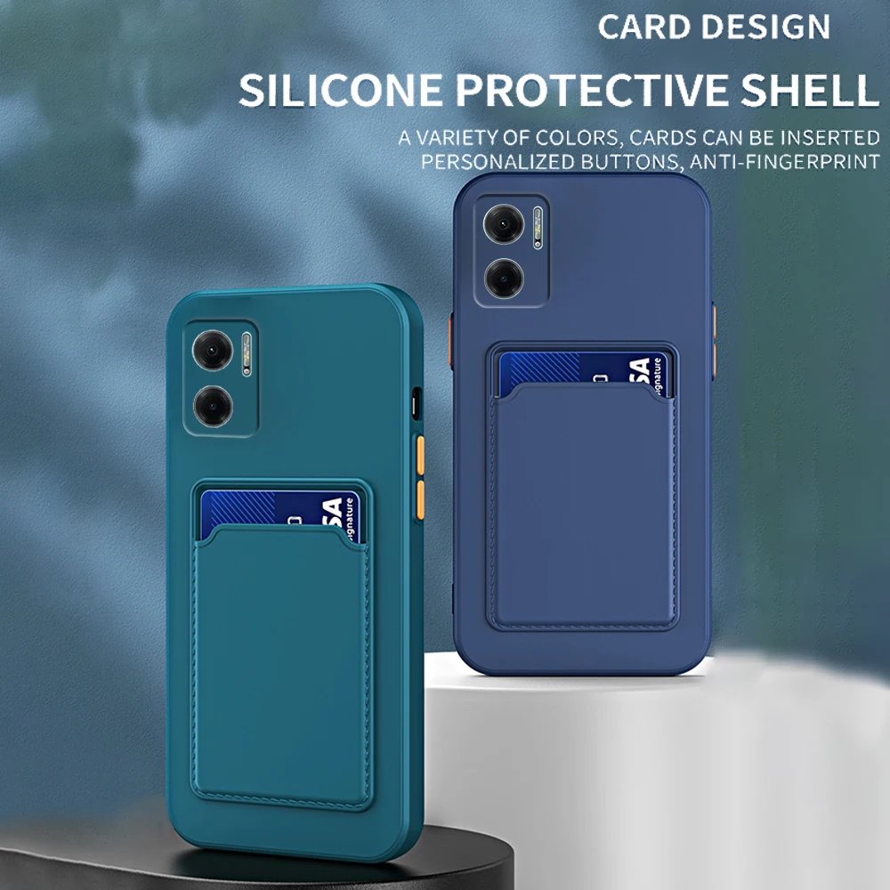 Per Xiaomi Redmi Note 11E custodia con slot per schede portafoglio paraurti quadrato cover posteriore in silicone morbido readmi Redmy Red mi note11e note_voghion.com