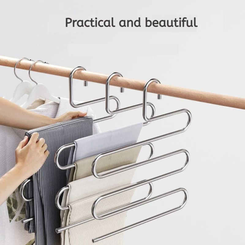 5 Layers Multi-functional Clothes Hangers Non-slip Pant Storage Rack Cloth Rack with Multiple Functions for Hanging and Storage clothes hangers