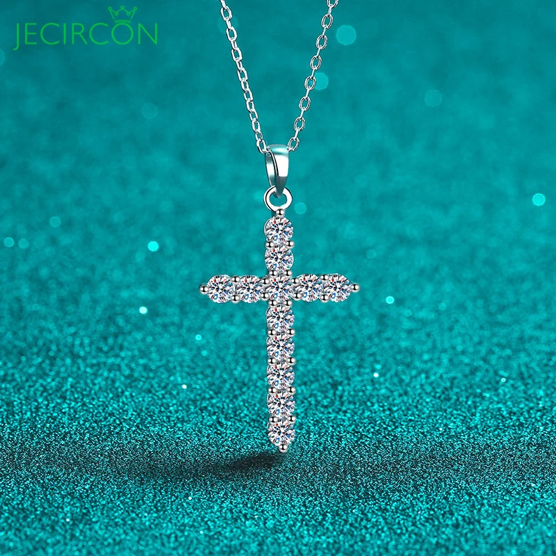 JECIRCON New 3.6ct Moissanite Necklace for Women 925 Sterling Silver