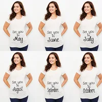 See You In May Print Announcement Pregnant T Shirt Maternity Short Sleeve T-shirt Pregnancy  Shirt New Mom Tshirts Clothes Tops 1