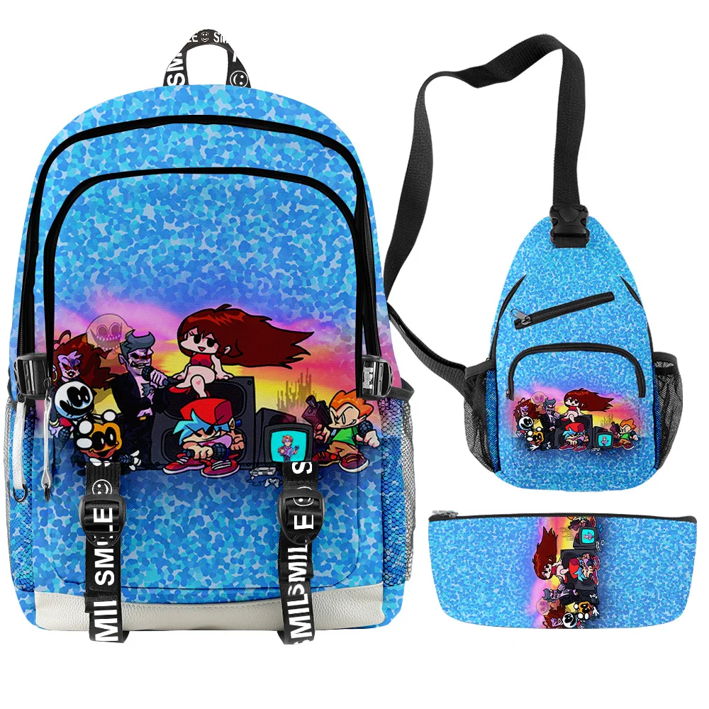 Popular Trendy Friday Night Funkin 3D Print 3pcs/Set Student School Bags multifunction Travel Backpack Chest Bag Pencil Case