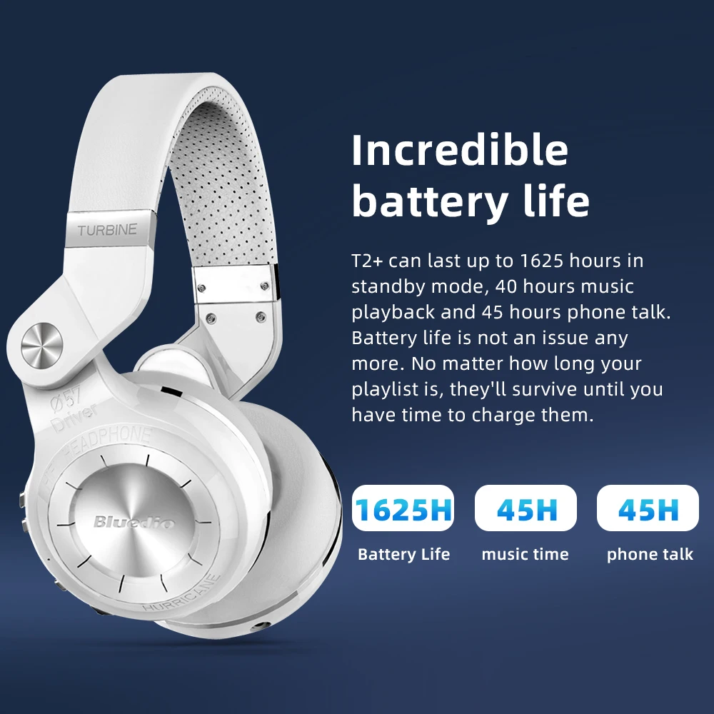 Bluedio T2 Plus Wireless & Wired Headphones – Foldable Bluetooth Headset with FM Radio, 32GB TF Card Support & 3.5mm Audio Jack for Travel, Work & Music 3