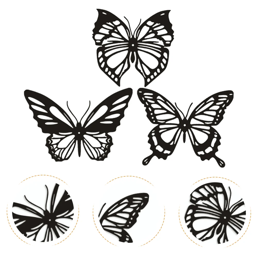 

3 Pcs Hollow Iron Butterfly Wall Decal Sticker Butterflies Background Decor Decorative