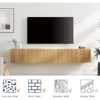 Floating TV Stand, Wall Mounted Shelf, Modern Floating Entertainment Center with 3 Fluted Flip-Down Doors, 70" Large Stor 4