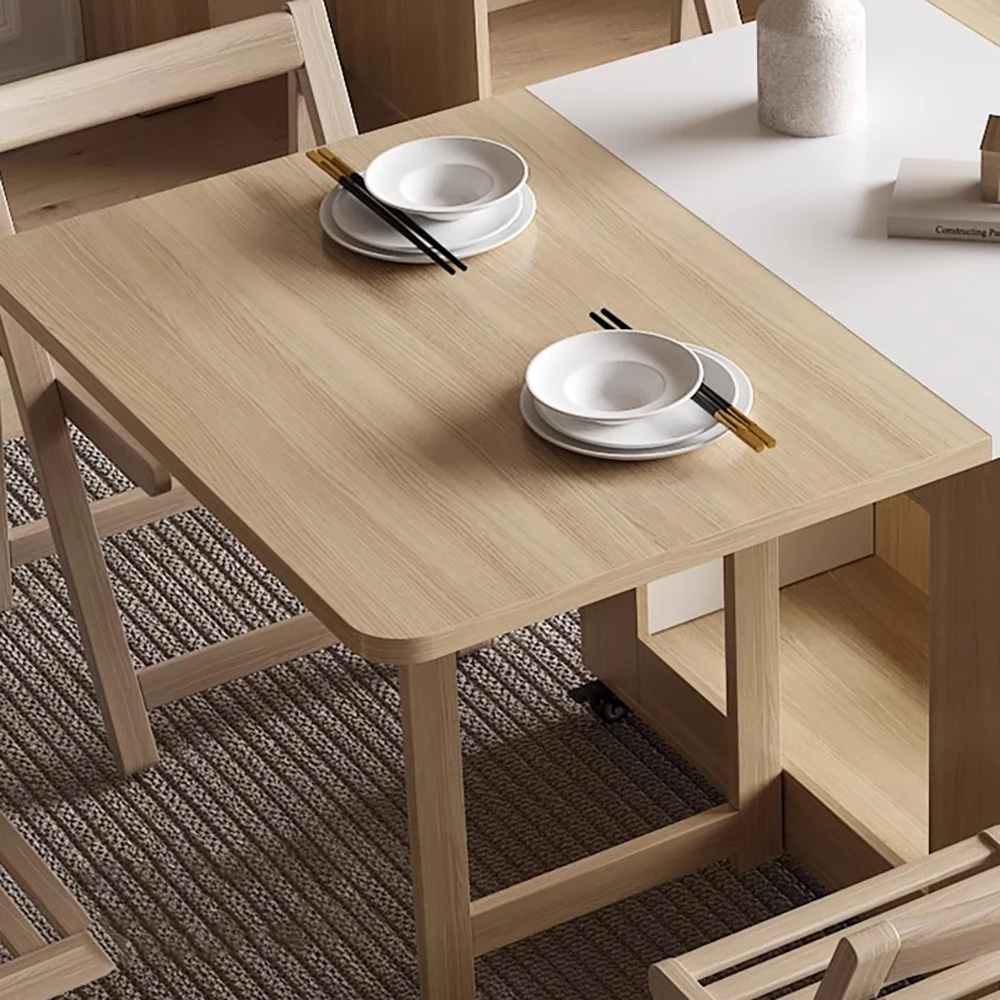 Luxury Folding Dining Table Set – Vintage Square Extension Table with 6 Chairs, Nordic Kitchen Furniture 4