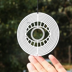 Elevate Your Outdoor Space with a 3D Flowing Wind Spinner - Stainless Steel Mirrored Hanging Decor - Silver color (Devil Eye)