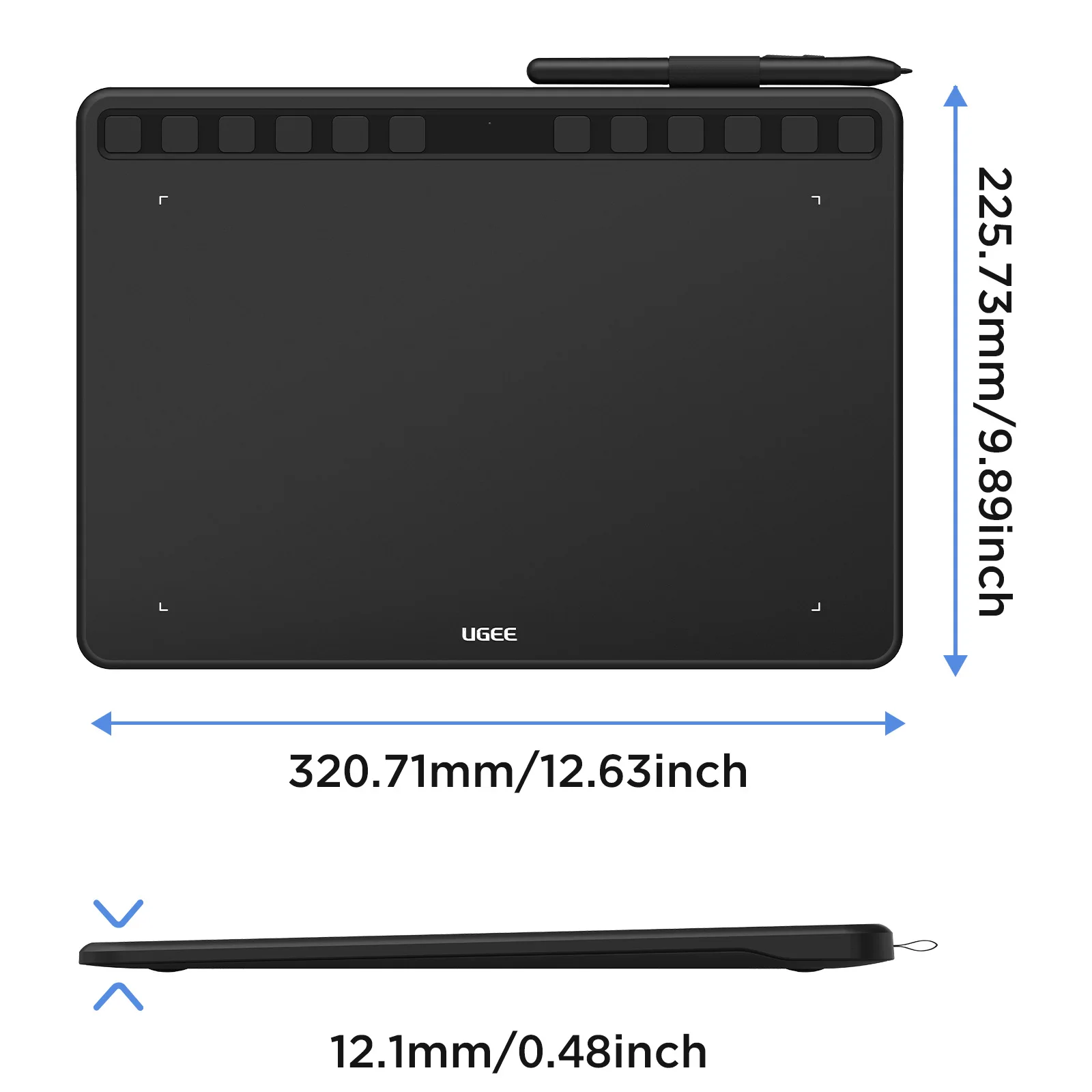 UGEE S1060W 무선 디지털 펜 태블릿, 그래픽 드로잉 태블릿, 배터리 없는 스타일러스, 게임 osu용 12 단축키 학습