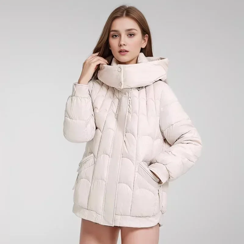 Winter Women's Jacket Pure Color Parkas Hooded Stand Collar Warm Down Cotton Jacket Female Short Puffer Zipper Coats