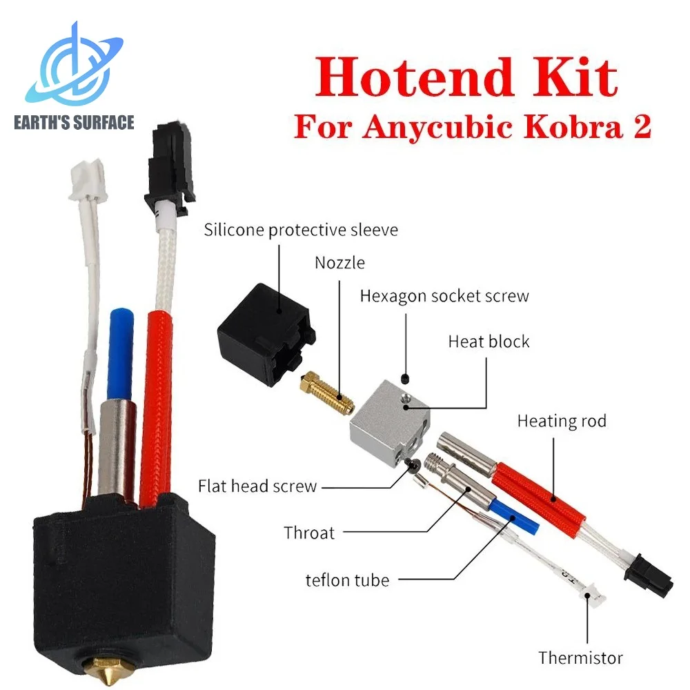 DB-3D Printer Parts For ANYCUBIC Kobra 2 Pro Hotend Kit 24V 60W Cartridge Heater Extruder J-Head For Kobra 2 Neo/Max/Plus 24v 40w kobra hotend print head 3d printer parts hot end cartridge heater for anycubic kobra go kobra max plus j head hotend