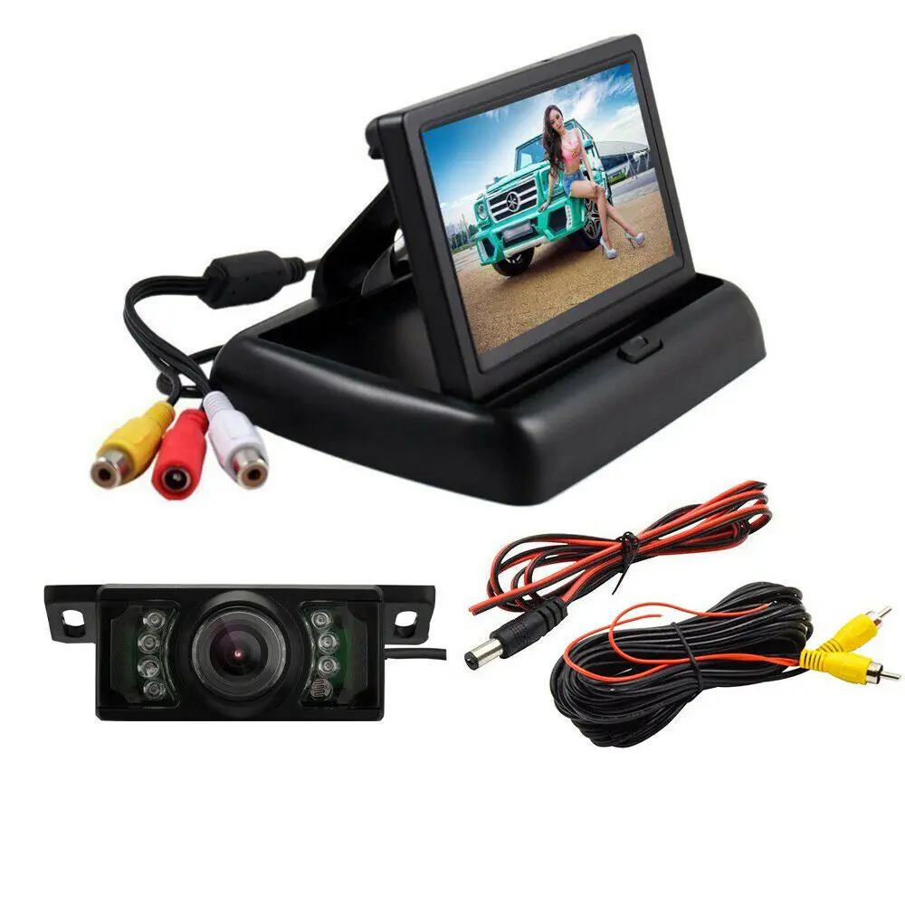 

Car 4.3" License Plate Reversing Camera Folding LCD Monitor Car Rear View Monitor Camera Kit Auto Camper Caravan Accessories