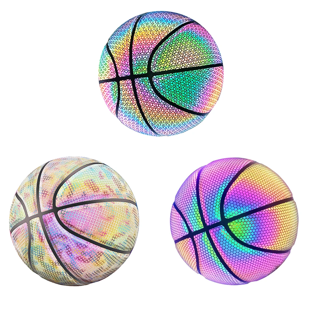 Pu Basketball reflektierende Ball glühende dauerhafte Basketball leuchtende leuchtende Basket bälle Geschenke Spielzeug für Indoor Outdoor Nacht Spiel 