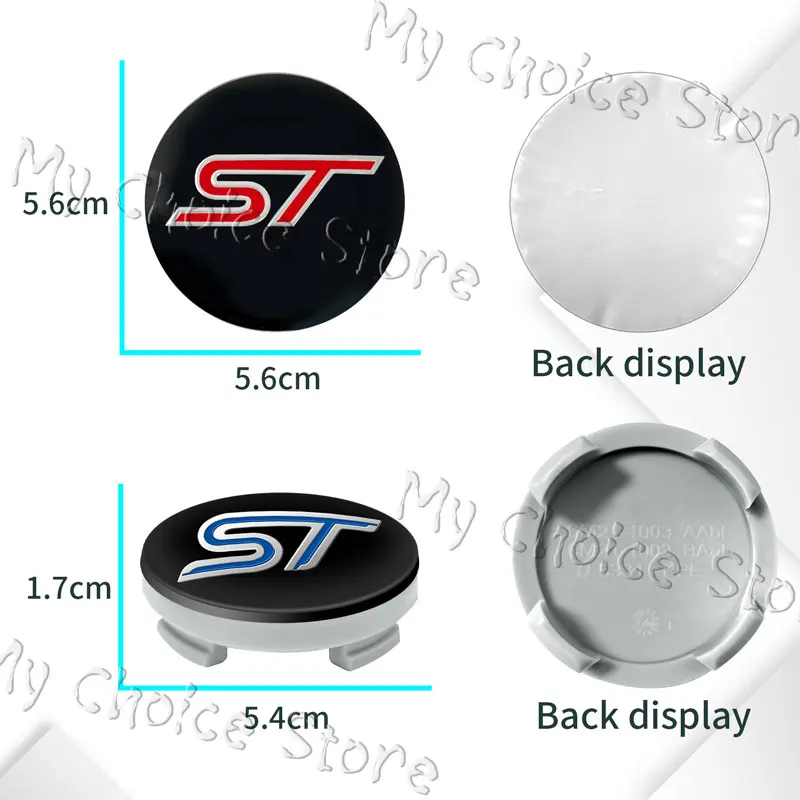 Wheel Center Caps Wheel Center Hub Cap Sticker Car Emblem Sticker 4Pcs 56mm/54mm ST Emblem Car Wheel Center Hub Cap Car Rim Covers for Ford