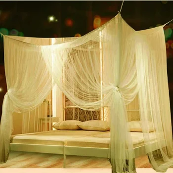 Mosquito Net White for Double Four Corner Bed  Post Bed Canopy Mosquito Net Full Queen King Size Bedding Canopy Bed Curtains