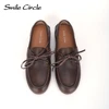 Smile Circle Boat Shoes Women Genuine Leather Loafers Moccasins Lace-up Flat Shoes 3