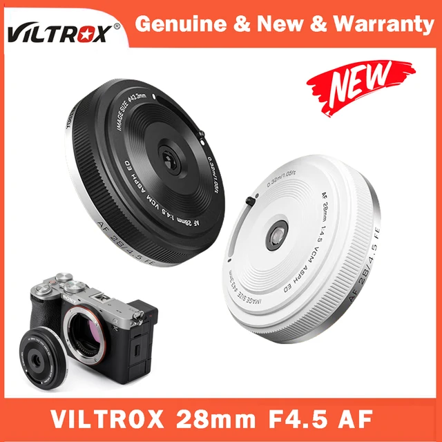 VILTROX 28mm F4.5 Pancake Lens Autofocus Full Frame Lens Retro Ultra-thin 60g For Sony E Mount A6700 ZV-E10 A7M5 a7iii Fuji X