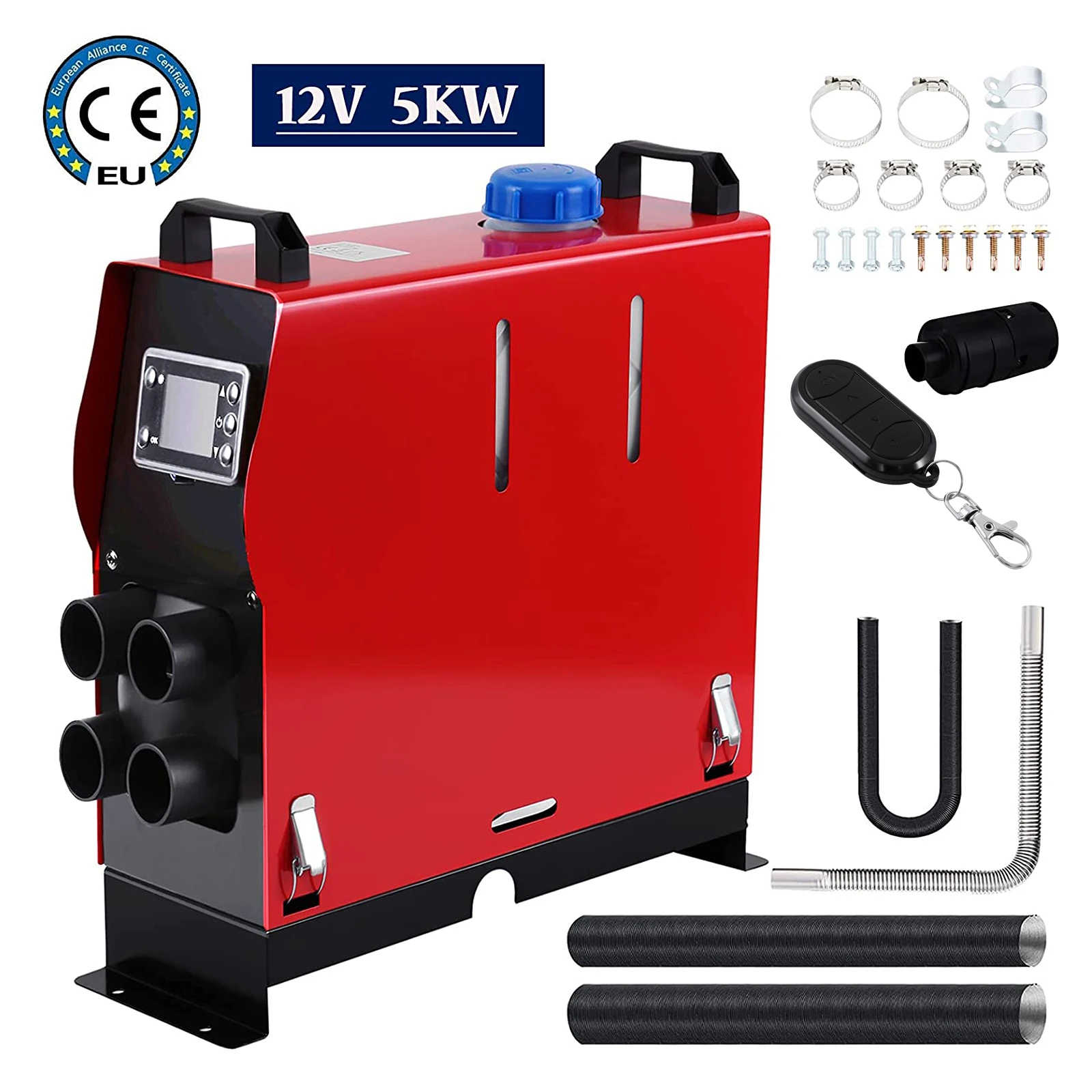 5kw Diesel Air Heater 12v 4outlets All In One With Lcd Switch Remote