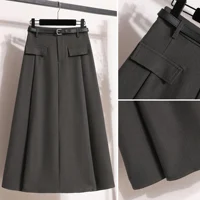 Women's Solid Simplicity Casual Chic Skirt Plus Size Suit Skirts Autumn Winter Fashion New A-line Temperament Large Size Skirt - Image 5