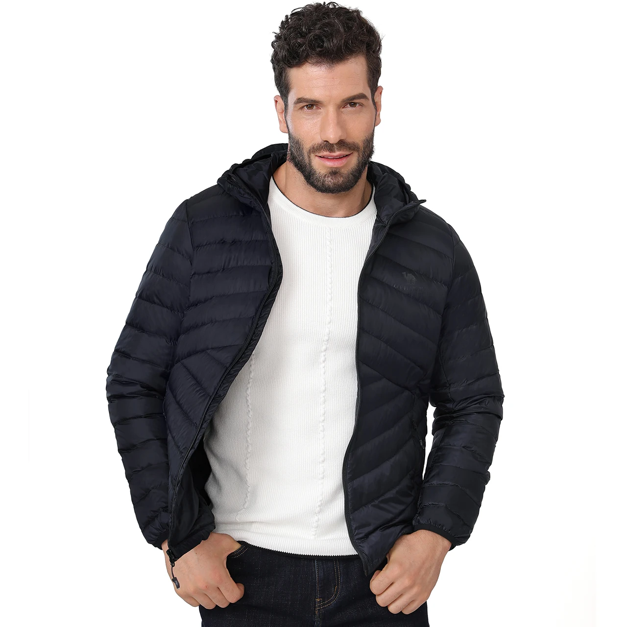 Men's GOLDEN CMAEL Packable Down Jackets Hooded Lightweight Puffer Insulated Winter Coat for Travel Outdoor Hiking