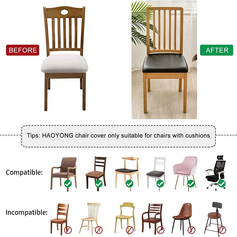 Description Picture 4 of itemWaterproof PU Chair Cushion Cover For Kitchen Dining Room Leather Seat Cover Dining Room Chair Seat Cushion Cover Solid Color