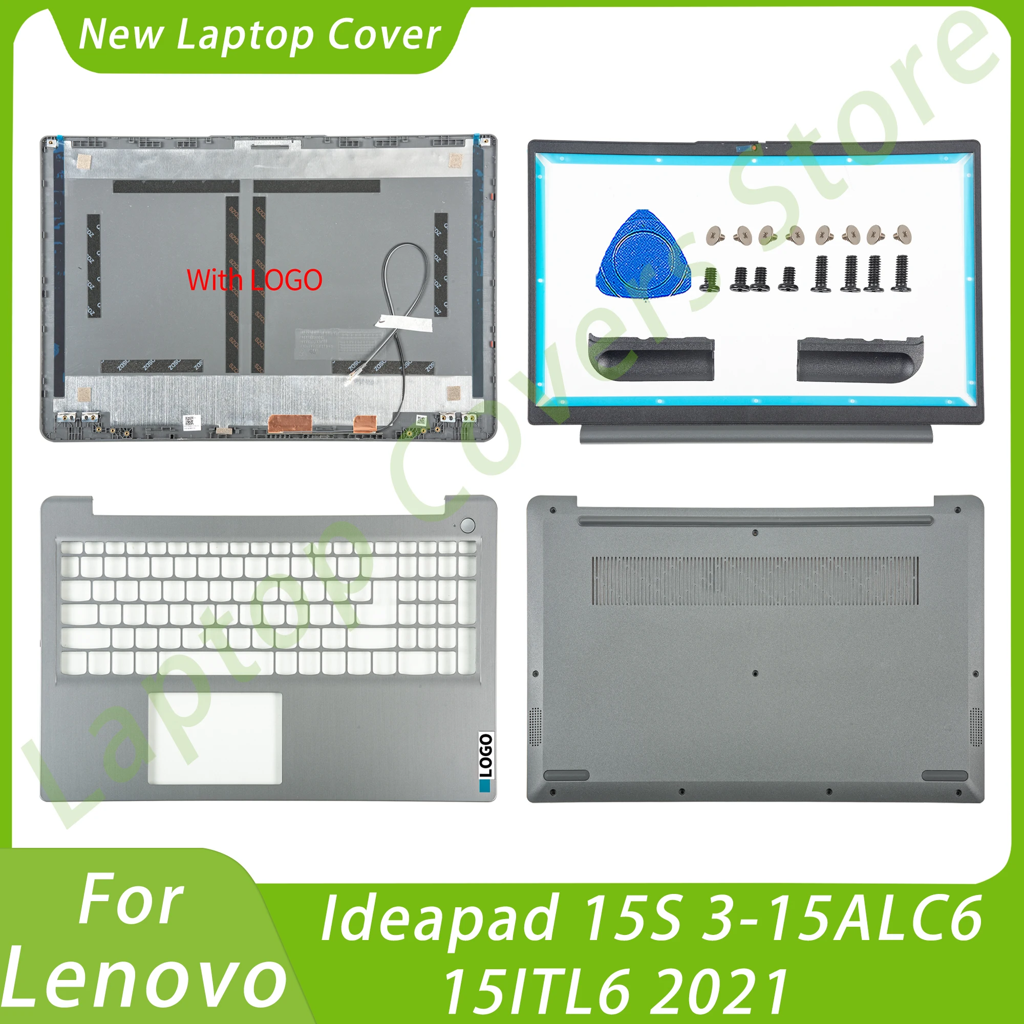 Parti del computer portatile per Lenovo Ideapad 15S 3-15ALC6 15 itl6 2021 LCD Cover posteriore lunetta anteriore Palmrest fondo HingeCover sostituire grigio