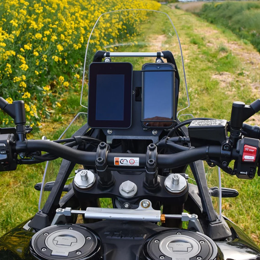 Supporto Telefono In Alluminio CNC Per Yamaha Tenere 700 - Staffa Manubrio/retrovisore, Rotazione 360°, Nero - 3