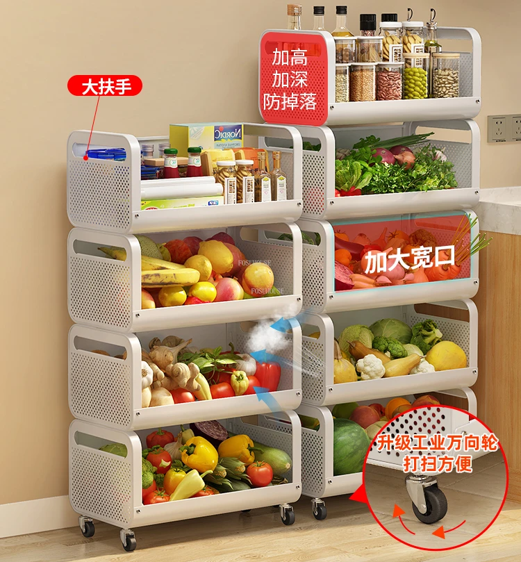 Carritos de cocina multifuncionales para frutas y verduras, carrito  Auxiliar de Almacenamiento de cocina multicapa, estrecho y móvil -  AliExpress