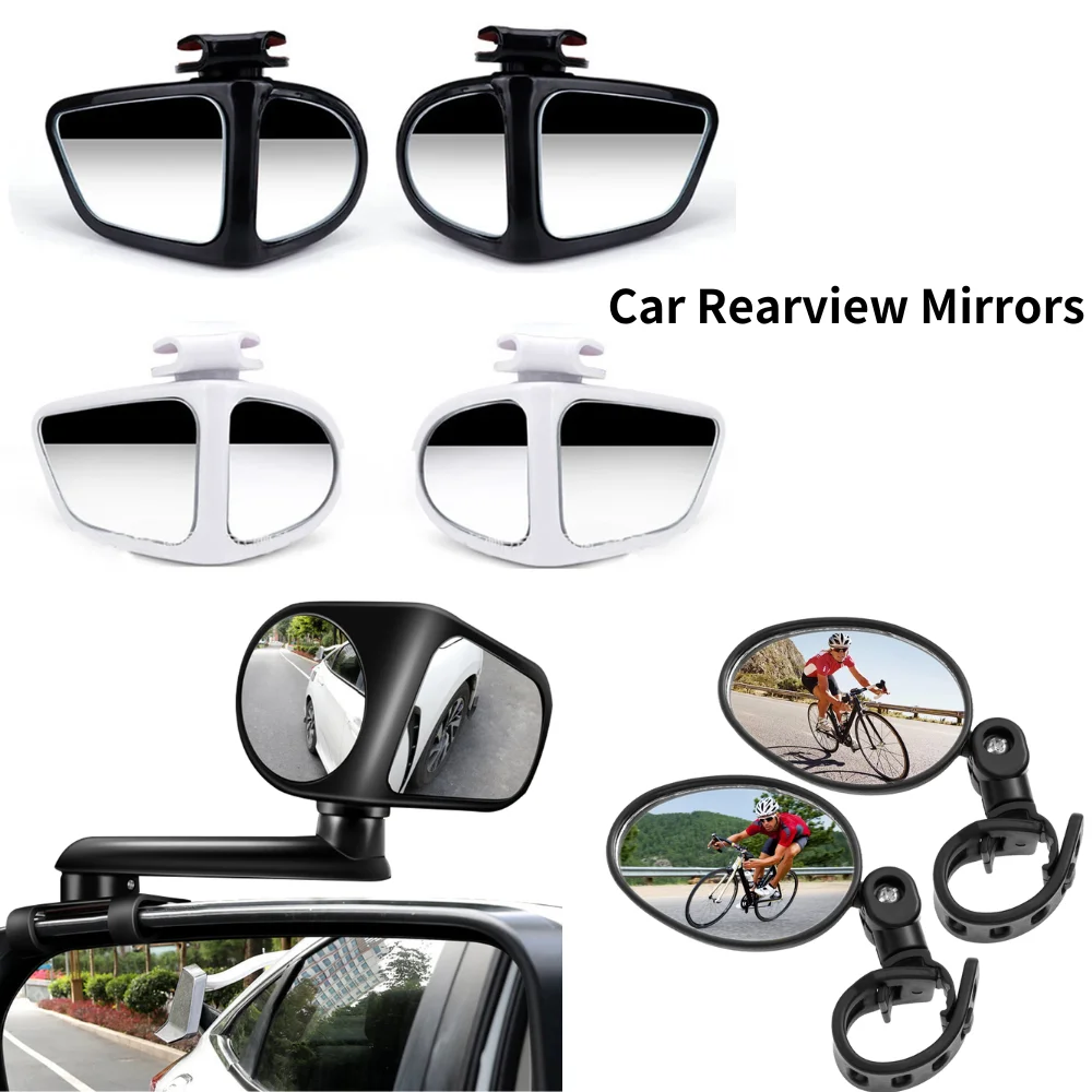 Car rearview mirrors 360&deg; Blind Spot Mirror Adjustable Rotatable Convex Wide-angle Clear Rearview Safety Mirror Accessories 2Pcs