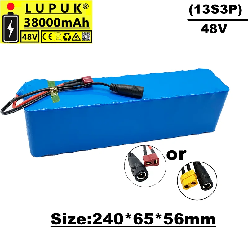 

Batería de iones de litio de 48V, 13s3p 1000w,18650,38Ah, para bicicletas eléctricas de 54,6V,con BMS incorporado,ultra-durable