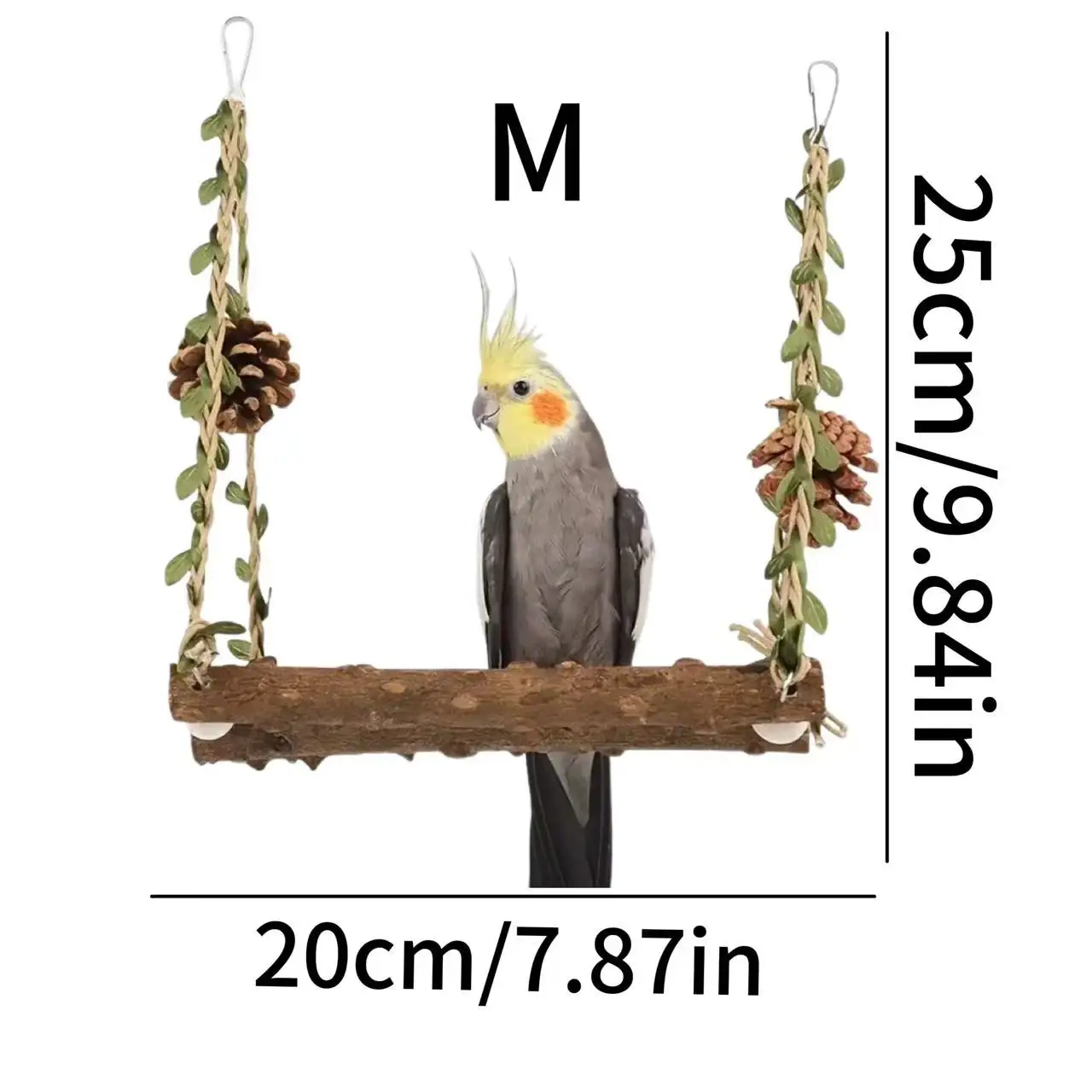 Wooden Hanging Bird Cage Swing with Perch Chew Toy and Climbing Ladder Multi-functional Parrot Toy for Lovebirds and Macaws ( parrot toy,bird toy,bird perch stand,bird swing toy