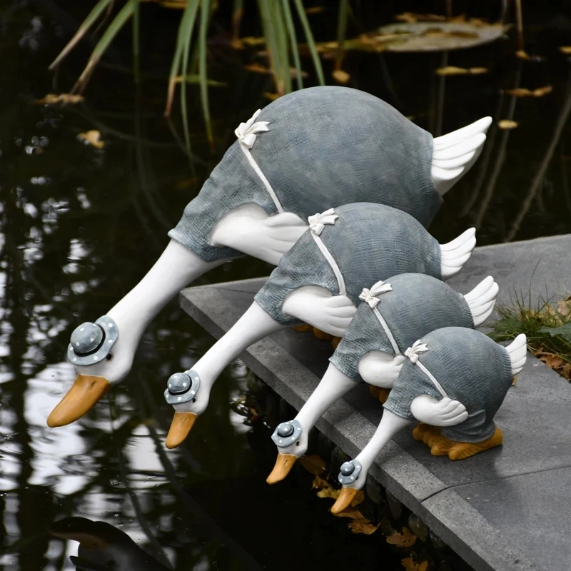 

Duck Ornaments Resin Artificial Duck Garden Sculpture Animal Statue Decoration Simulation Pond Decor Landscape Miniature Crafts