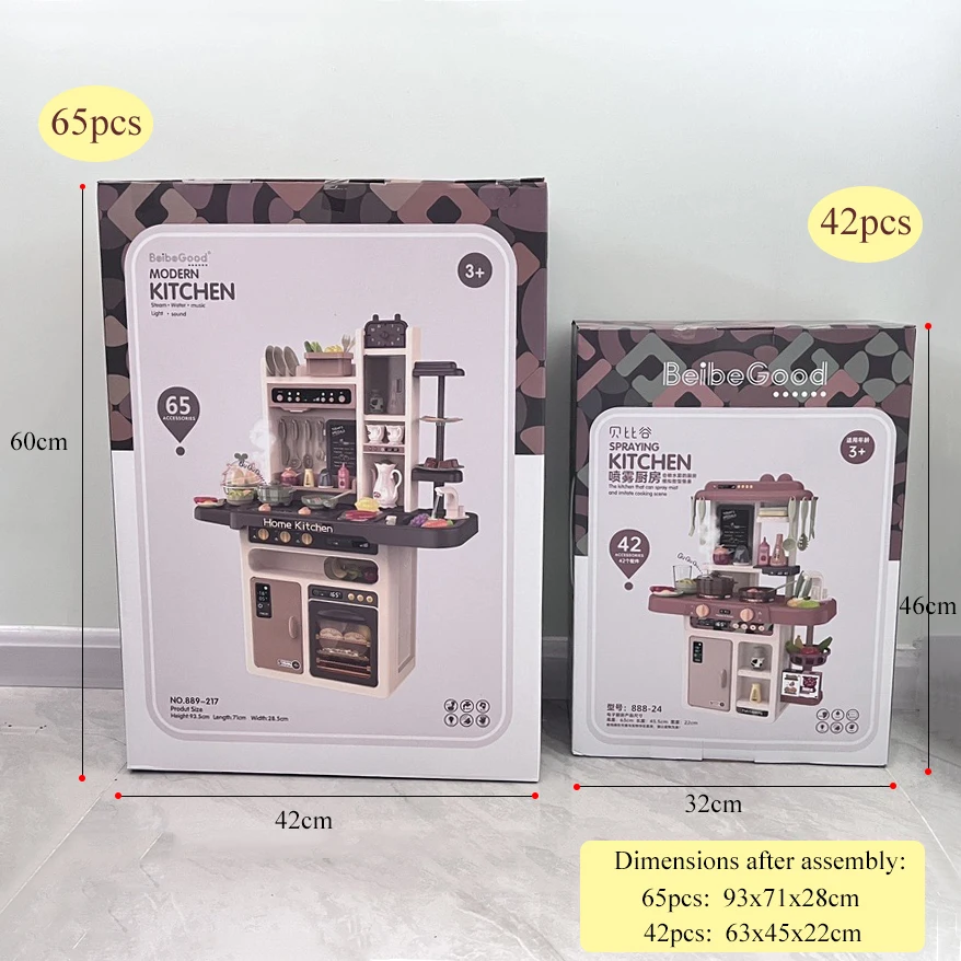 Kitchen Toys Infant Shining 93cm Kids Play House Kitchenware Set 65pcs Pretend Play Simulation Children's Cooking